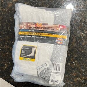 Dickies Men's Gray and White Crew Socks Extended Size 12-15 6pk